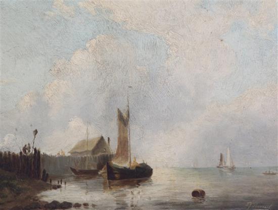 19th Century French School Fishing boats along the coast 9.5 x 13.25in.